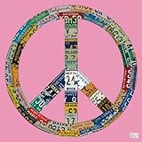 IMAGE OF Oopsy daisy License Plate Peace Pink Stretched Canvas Wall Art by Aaron Foster, 21 by 21-Inches