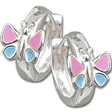 Kindercreole Schmetterling pink blau ECHT SILBER 925 Creole