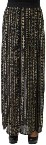 Sans Souci Chiffon Flowy Tribal Print Maxi Slitted Skirt And Underlining Skirt