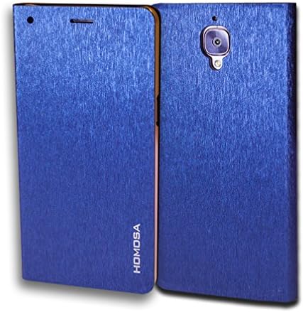 OnePlus 3 Case, Luxury Flip Leather Case,Unique Case for OnePlus 3 with Stand &amp; Hidden card slot (Blue)
