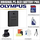 Olympus Ps-bls1 Lithium Ion Rechargeable Battery for SLR Digital Cameras + Accessory KIT with Ac/dc Rapid Home and 4gb Sdhc Memory Card + Sd Card Reader + Soft Carrying Case & More !!!