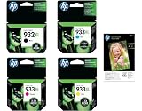 Original HP 932XL Black & 933XL Cyan Magenta Yellow Printer Ink Cartridges & 10x FREE HP Advanced Glossy Photo Paper For use with HP Officejet 6700 Premium e-All-In-One