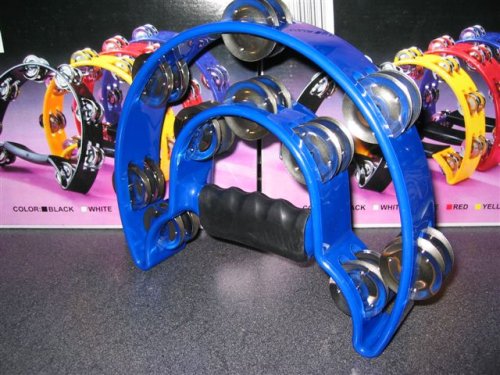 Blue Deluxe Tambourine Half Moon Double Ring