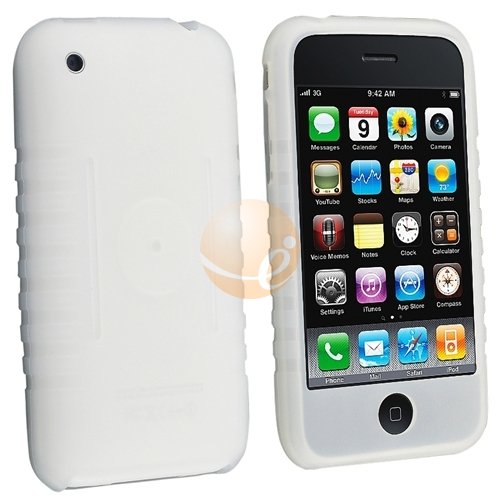 2 in 1 Apple iPhone 1st Gen (NOT for iPhone 3G) Accessory Kit – Flexible Silicone Clear White Case + Rapid Car Charger by eForCity
