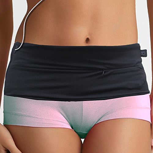 Running Belt for Women &amp; Men by Runners - Premium Spandex Extra-Large Smartphone Zipped Pocket with Headphone Hole fitting all Smart Phones along with three extra expandable storage pockets