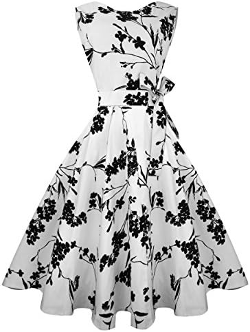 VVTAN Women Retro 50s Swing Dress Sleeveless (M, VV01-1)