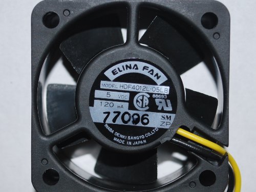 Elina HDF4012L-05LB , 40 x 40 x 12 mm, 1.57 x 1.57 x 0.47 inches, 5 Volt Cooling Fan