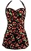 Cocoship Vintage Inspired Boy-Leg One Piece Sheath Cherry Rose Floral Maillot Swimsuit(FBA)