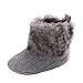 Annnowl Baby Girls Knit Soft Fur Winter Warm Snow Boots Crib Shoes 0-18 Months (6-12 Months, Gray)