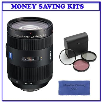 Sony 24 -70mm f/2.8 Carl Zeiss Vario Sonnar T Zoom Lens + Introductory 3pc Filter Kit