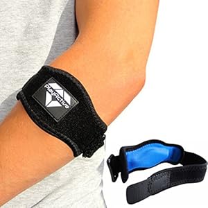 2-Pack Tennis Elbow Brace with Compression Pad by PlayActive Sports - Best Tennis & Golfer's Elbow Strap Band - Relieves Tendonitis and Forearm Pain - Includes Two Elbow Support Braces and E-Guide