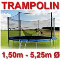 Hochwertiges Gartentrampolin mit Sicherheitsnetz, 1,50m - 5,25m, maximale Belastung 180kg
