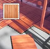 Eucalyptus Hardwood - 8 Straight Slat Design - Interlocking Wood Deck Tile