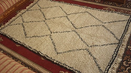 Beni Ourain Rug - red, ivory, grey