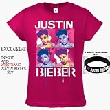 NEW JUSTIN BIEBER T-SHIRT - HOT PINK LOVE JUSTIN BIEBER T-SHIRTS! - JUSTIN BIEBER SHIRT/WRISTBAND EXCLUSIVE SET - JUSTIN BIEBER 'NEW HAIRCUT' TEE - *junior sizes*