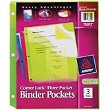 Avery Corner Lock Binder Pocket with 3 Pockets, (75312)