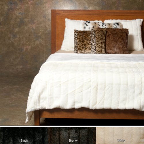 3 Pcs Faux Fur Duvet Cover Set - White Mink Queen - FDS