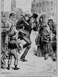 Fictional Characters Bob Cratchit and His Son Tiny Tim from Dicken's 