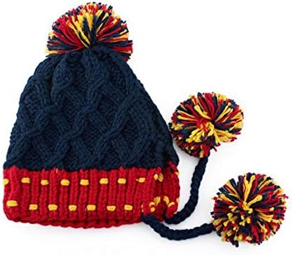 Diorot Women's Faux Fur Pom Pom Fleece Warm Knitted Slouchy Beanie Hat