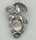 The Dragon King Pendant in Sterling Silver, Accented with Genuine White Moonstone