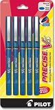 Pilot Precise V5 Stick Rolling Ball Pen, Extra Fine Point, 5-Pack, Blue Ink (26011)