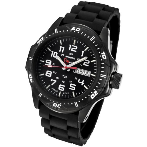 Armourlite Shatter Proof Scratch Resistant Glass Swiss H3 Tritium Watch Rubber Bracelet