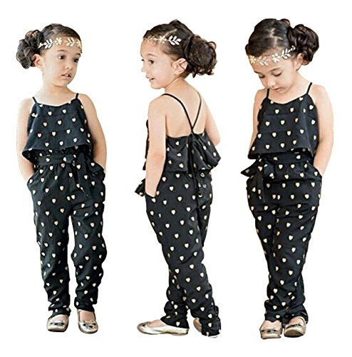 Peak Toddler Baby Girls Love Heart Straps Rompers Jumpsuits Condole Belt Piece Pants Onesies Clothing Set Summer Outfits