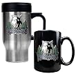 Minnesota Timberwolves NBA Stainless Steel Travel Mug & Black Ceramic Mug Set - Primary Logo by Great American Products