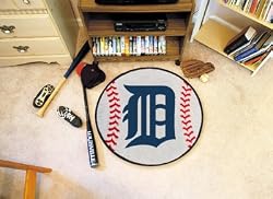 Detroit Tigers 29" Round Baseball Floor Mat (Rug)