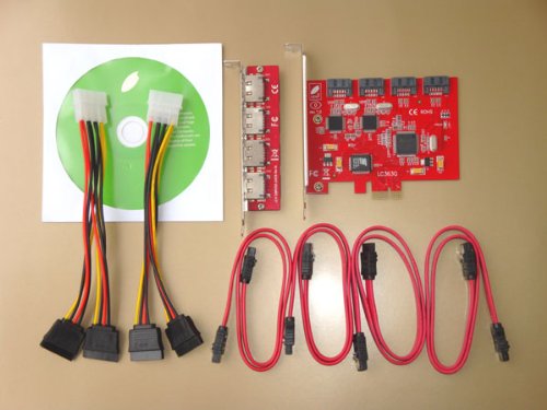 4 Port PCIe x1 Sata II 300 Raid Card Controller, eSATA