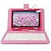 Yuntab 8GB 7 Inch Tablet PC Rosy Tablet with Pink Keyboard Case, Wifi Tablet Google Android 4.4 Dual Core Dual Camera