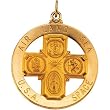 14K Yellow Gold Four Way Cross Medal - 32.50mm