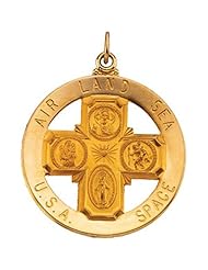 14K Yellow Gold Four Way Cross Medal - 32.50mm -- LIFETIME WARRANTY