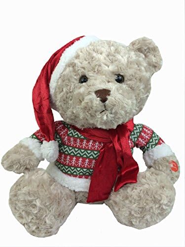 GabiToy Holiday Bear Plays Jingle Bells Music Plush, 16" Size, Red