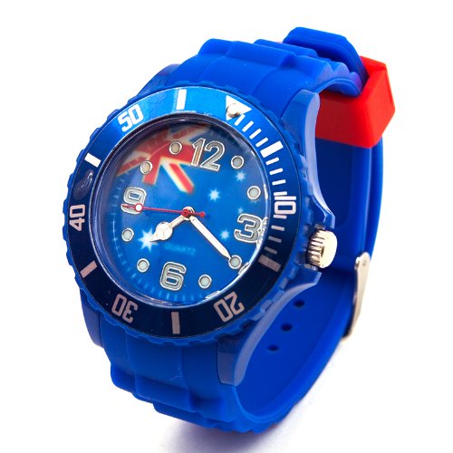 Fanartikel Silikon Armbanduhr Watch Fan Uhr m WM & EM Länder Flaggen Style (Australien)