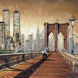 Manhattan Sunset II by Matthew Daniels. Art Print On Canvas.. 27.5 inches width by 27.5 inches height. Art Print On Canvas.