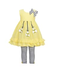 Bonnie Jean Girls Bumble Bee Dress & Stripe Leggings 4T (R21373)