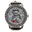 Rebel Tattoo Style Large Watch with Black Leather Band