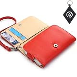 Samsung Galaxy S III MINI ( I8190 - S3 MINI VERSION ONLY) Wallet - Red Clutch Carrying Cover Case with Built-In Credit Card Slots and Detachable Handstrap + NuVur ™ Keychain (ESAMWLR1)