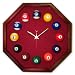 13in Octagon Billiard Clock Cherry & Burgandy Mali Felt