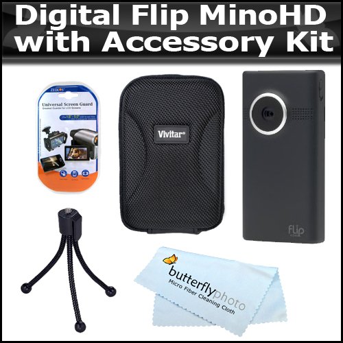 Accessory Kit For Digital Flip MinoHD M31120B Camcorder 3rd Generation NEWEST MODEL Includes Flip MinoHD M31120B + Slim Protective hard Case + Mini Flexible Tripod + Clear LCD Screen Protectors + BP MicroFiber Cleaning Cloth Accessory Kit For Digital Flip MinoHD M31120B Camcorder 3rd Generation NEWEST MODEL Includes Flip MinoHD M31120B + Slim Protective hard Case + Mini Flexible Tripod + Clear LCD Screen Protectors + BP MicroFiber Cleaning Cloth
