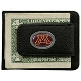Minnesota Golden Gophers Black Leather Card Holder & Money Clip