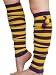 Purple and Gold Striped Acrylic Leg Warmers with Side Pom Poms by Red Carpet Studios
