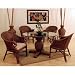 Sunset Reef 5 Piece Indoor Rattan Dining Set with Club Chairs and Pineapple Base Fabric: Patriot Cadet