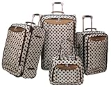 Olympia Spearmint 4 Piece Luggage Set,Silver/Brown,One Size