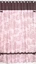 Pink and Brown Toile and Polka Dot Kids Bathroom Fabric Bath Shower Curtain