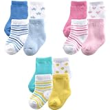 Luvable Friends Computer Cushion Socks, Blue, 0-6 Months, 4 Pack