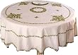Embroidered Round Tablecloth with Napkins White Cotton Dia: 70 inches