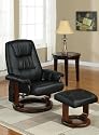 Swivel Massage Recliner Chair with 8 Vibrating Motors in Black Bonded Leather F70085