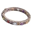 Indian Jewellery Handmade Sterling Silver Multi Gemstone Bracelet Dia 2.25 Inches
